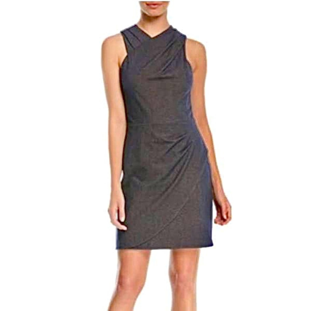 HALSTON HERITAGE faux wrapped Fitted-draped Sleeveless Mini Dress